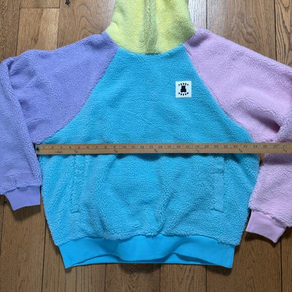 TEDDY FRESH Colorblock Sherpa Hoodie Pastel Cotton Lined SZ M Anime Streetwear - Picture 4 of 9